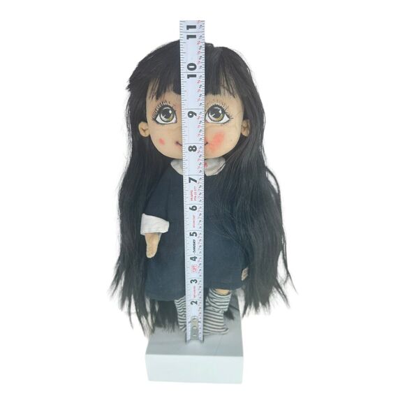 Hand Made Gothic Wednesday Doll Fabric Plush Hand Painted Button Joints OOAK - Picture 12 of 12